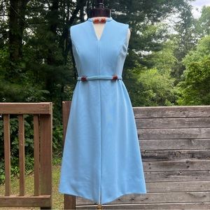 Vintage baby blue Pab dress with lucite accents on neck and belt